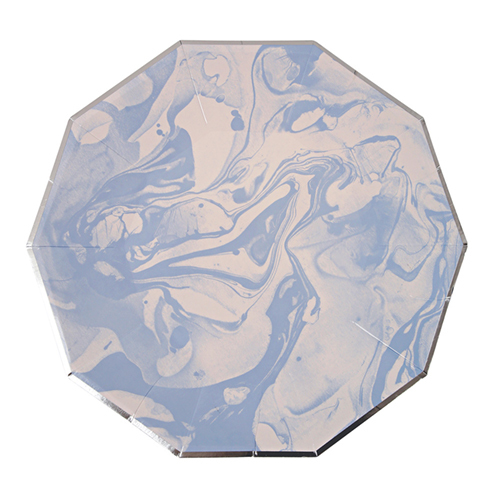 Тарелки "Мрамор", голубые, большие, 8 шт. 145459