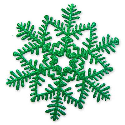 Снежинка пластик блеск зеленая, 16 см 1501-2078