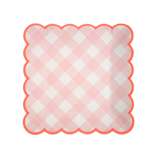 Тарелки "Клетка Гингем", розовые, маленькие 167896