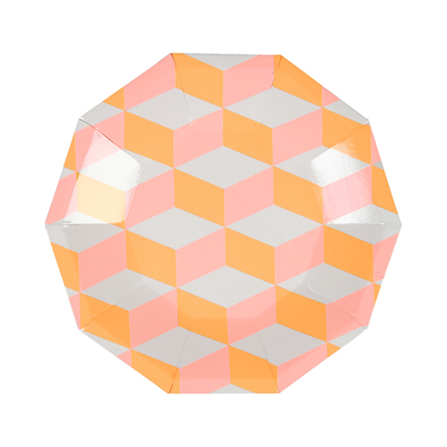 Тарелки "Кубик розово-оранжевый", маленькие, 12 шт. 168373