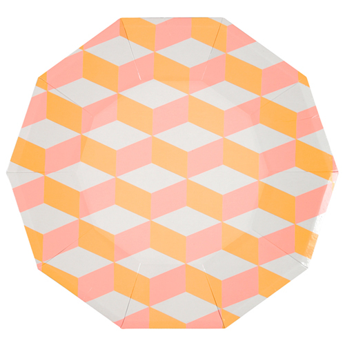 Тарелки "Кубик розово-оранжевый", большие, 12 шт. 168409