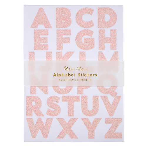 Стикеры с блестками "Алфавит", розовый, 10 листов 170110