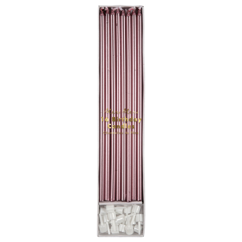 Свечи восковые длинные, розовые с металлическим отливом, 16 шт. 170470