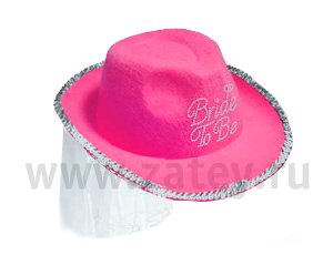 Шляпа розовая с фатой Девичник 2001-2207